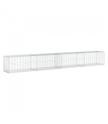 vidaXL Gabion Basket with Cover 400x50x50 cm Galvanised Iron — Size: 400 x 50 x 50 cm
