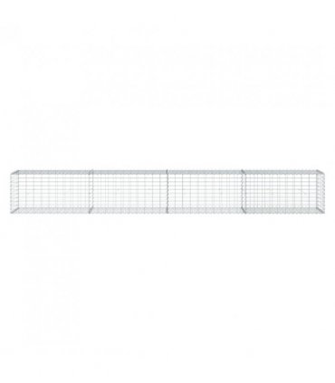 vidaXL Gabion Basket with Cover 400x50x50 cm Galvanised Iron — Size: 400 x 50 x 50 cm