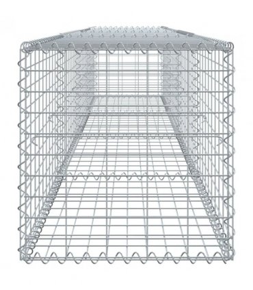 vidaXL Gabion Basket with Cover 400x50x50 cm Galvanised Iron — Size: 400 x 50 x 50 cm