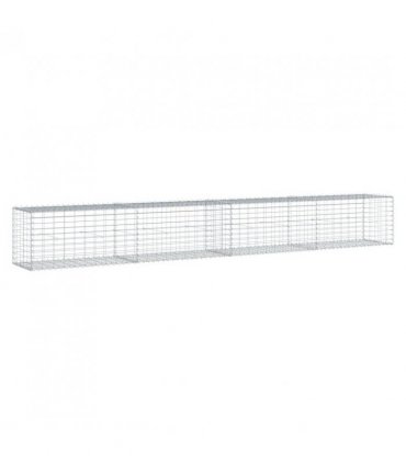 vidaXL Gabion Basket with Cover 400x50x50 cm Galvanised Iron — Size: 400 x 50 x 50 cm
