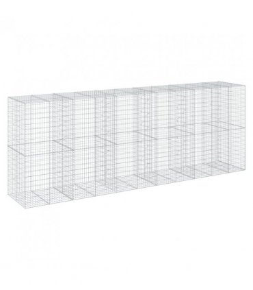 vidaXL Gabion Basket with Cover 550x100x200 cm Galvanised Iron — Size: 550 x 100 x 200 cm