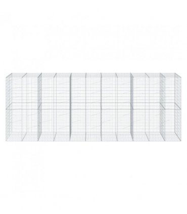 vidaXL Gabion Basket with Cover 550x100x200 cm Galvanised Iron — Size: 550 x 100 x 200 cm