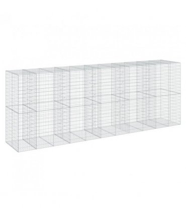 vidaXL Gabion Basket with Cover 550x100x200 cm Galvanised Iron — Size: 550 x 100 x 200 cm