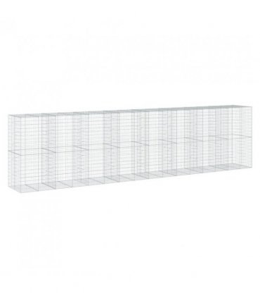 vidaXL Gabion Basket with Cover 800x100x200 cm Galvanised Iron — Size: 800 x 100 x 200 cm