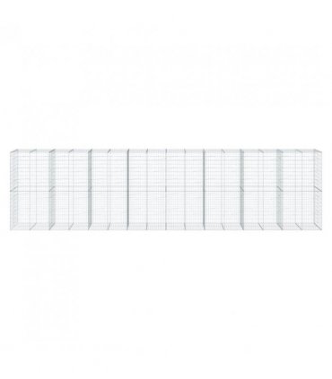 vidaXL Gabion Basket with Cover 800x100x200 cm Galvanised Iron — Size: 800 x 100 x 200 cm
