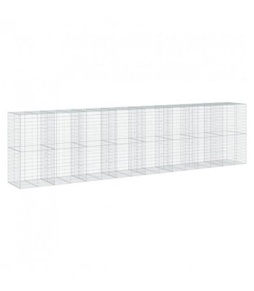 vidaXL Gabion Basket with Cover 800x100x200 cm Galvanised Iron — Size: 800 x 100 x 200 cm