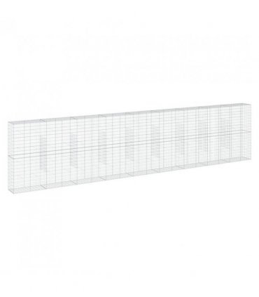 vidaXL Gabion Basket with Cover 900x50x200 cm Galvanised Iron — Size: 900 x 50 x 200 cm