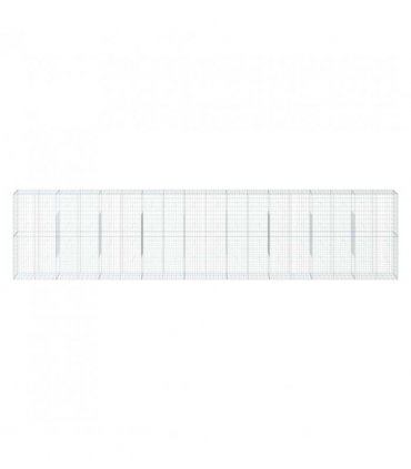 vidaXL Gabion Basket with Cover 900x50x200 cm Galvanised Iron — Size: 900 x 50 x 200 cm
