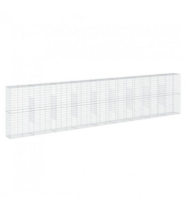 vidaXL Gabion Basket with Cover 900x50x200 cm Galvanised Iron — Size: 900 x 50 x 200 cm