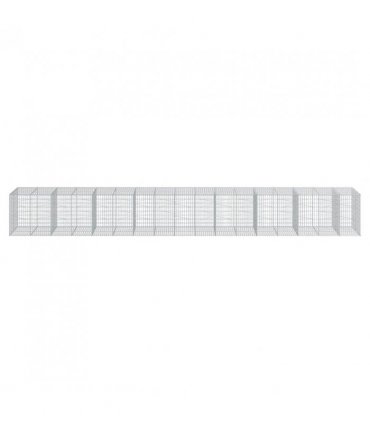 vidaXL Gabion Basket with Cover 850x100x100 cm Galvanised Iron — Size: 850 x 100 x 100 cm