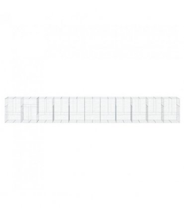 vidaXL Gabion Basket with Cover 1100x100x150 cm Galvanised Iron — Size: 1100 x 100 x 150 cm