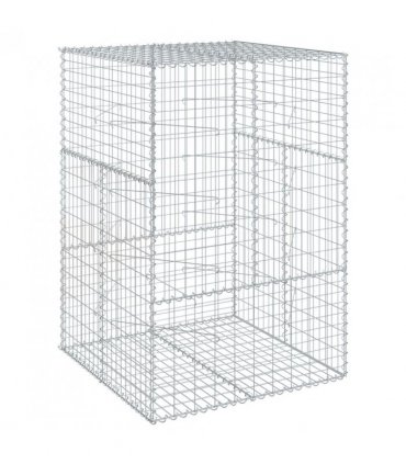vidaXL Gabion Basket with Cover 100x100x150 cm Galvanised Iron — Size: 100 x 100 x 150 cm