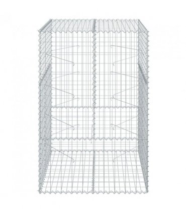 vidaXL Gabion Basket with Cover 100x100x150 cm Galvanised Iron — Size: 100 x 100 x 150 cm