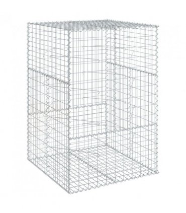 vidaXL Gabion Basket with Cover 100x100x150 cm Galvanised Iron — Size: 100 x 100 x 150 cm