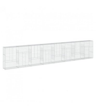 vidaXL Gabion Basket with Cover 800x50x150 cm Galvanised Iron — Size: 800 x 50 x 150 cm