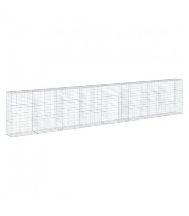 vidaXL Gabion Basket with Cover 800x50x150 cm Galvanised Iron — Size: 800 x 50 x 150 cm