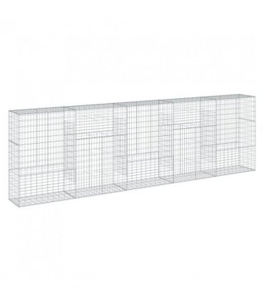 vidaXL Gabion Basket with Cover 500x50x150 cm Galvanised Iron — Size: 500 x 50 x 150 cm