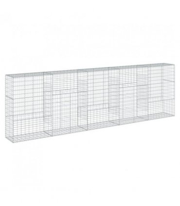 vidaXL Gabion Basket with Cover 500x50x150 cm Galvanised Iron — Size: 500 x 50 x 150 cm