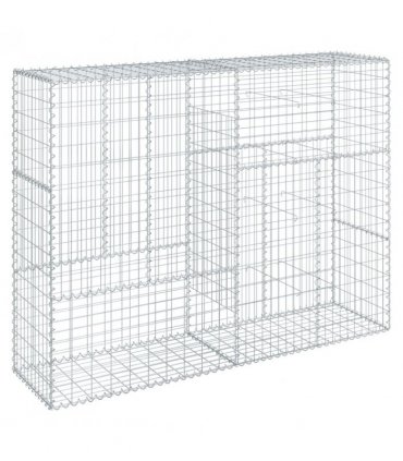 vidaXL Gabion Basket with Cover 200x50x150 cm Galvanised Iron — Size: 200 x 50 x 150 cm