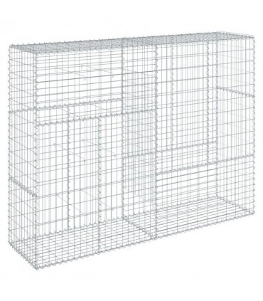 vidaXL Gabion Basket with Cover 200x50x150 cm Galvanised Iron — Size: 200 x 50 x 150 cm