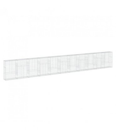 vidaXL Gabion Basket with Cover 1100x50x150 cm Galvanised Iron — Size: 1100 x 50 x 150 cm