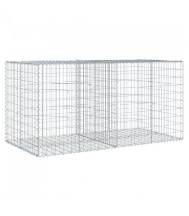 vidaXL Gabion Basket with Cover 200x100x100 cm Galvanised Iron — Size: 200 x 100 x 100 cm