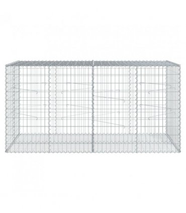 vidaXL Gabion Basket with Cover 200x100x100 cm Galvanised Iron — Size: 200 x 100 x 100 cm