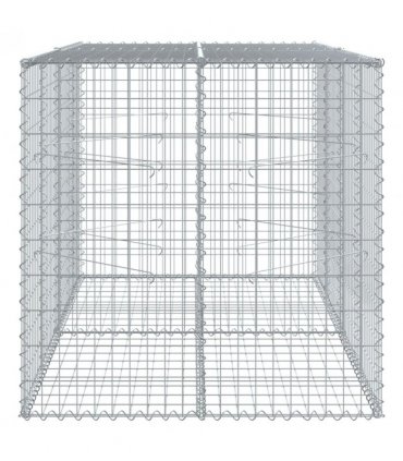 vidaXL Gabion Basket with Cover 200x100x100 cm Galvanised Iron — Size: 200 x 100 x 100 cm