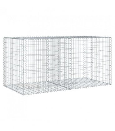 vidaXL Gabion Basket with Cover 200x100x100 cm Galvanised Iron — Size: 200 x 100 x 100 cm
