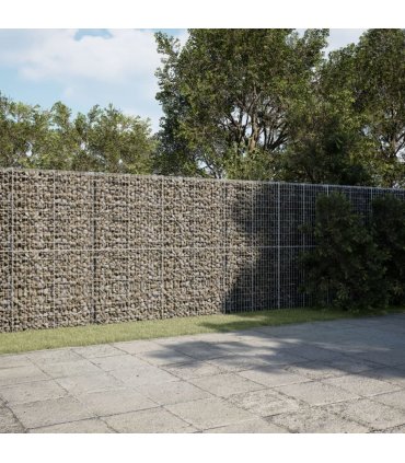 vidaXL Gabion Basket with Cover 500x100x200 cm Galvanised Iron — Size: 500 x 100 x 200 cm
