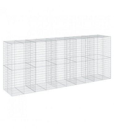 vidaXL Gabion Basket with Cover 500x100x200 cm Galvanised Iron — Size: 500 x 100 x 200 cm