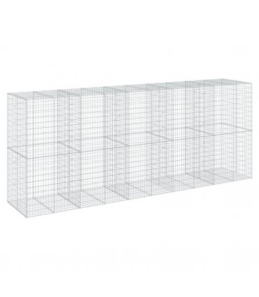 vidaXL Gabion Basket with Cover 500x100x200 cm Galvanised Iron — Size: 500 x 100 x 200 cm