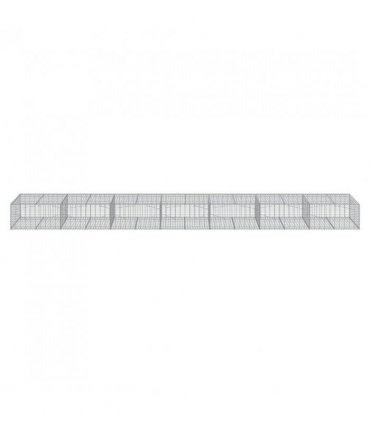vidaXL Gabion Basket with Cover 700x100x50 cm Galvanised Iron — Size: 700 x 100 x 50 cm