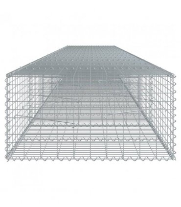 vidaXL Gabion Basket with Cover 700x100x50 cm Galvanised Iron — Size: 700 x 100 x 50 cm