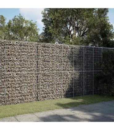 vidaXL Gabion Basket with Cover 350x100x200 cm Galvanised Iron — Size: 350 x 100 x 200 cm