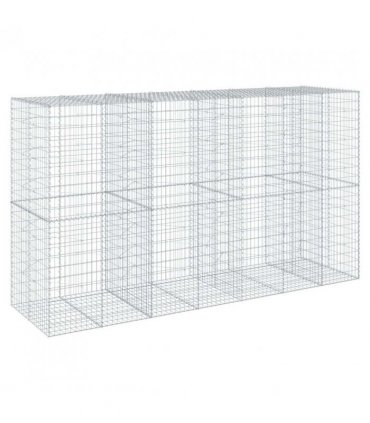 vidaXL Gabion Basket with Cover 350x100x200 cm Galvanised Iron — Size: 350 x 100 x 200 cm