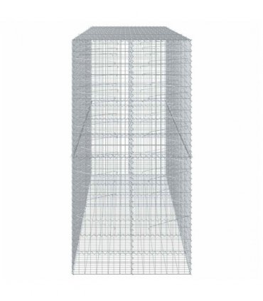 vidaXL Gabion Basket with Cover 350x100x200 cm Galvanised Iron — Size: 350 x 100 x 200 cm