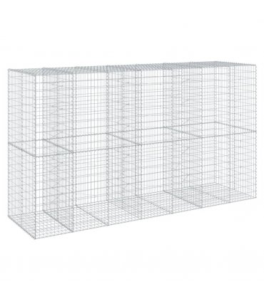 vidaXL Gabion Basket with Cover 350x100x200 cm Galvanised Iron — Size: 350 x 100 x 200 cm