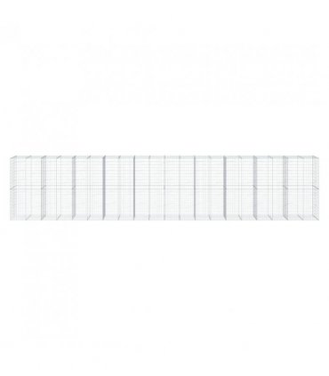 vidaXL Gabion Basket with Cover 1000x100x200 cm Galvanised Iron — Size: 1000 x 100 x 200 cm