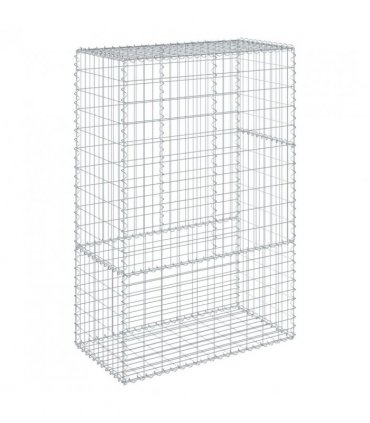 vidaXL Gabion Basket with Cover 100x50x150 cm Galvanised Iron — Size: 100 x 50 x 150 cm