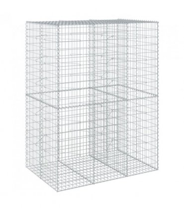 vidaXL Gabion Basket with Cover 150x100x200 cm Galvanised Iron — Size: 150 x 100 x 200 cm