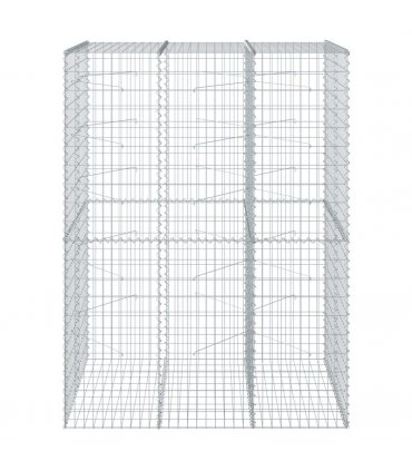 vidaXL Gabion Basket with Cover 150x100x200 cm Galvanised Iron — Size: 150 x 100 x 200 cm