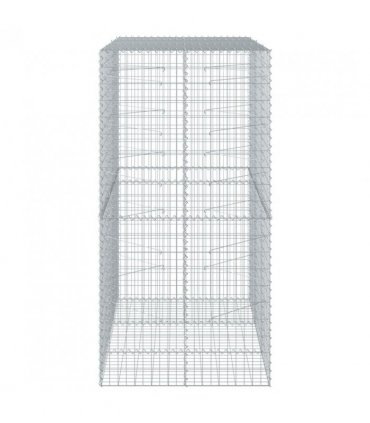 vidaXL Gabion Basket with Cover 150x100x200 cm Galvanised Iron — Size: 150 x 100 x 200 cm