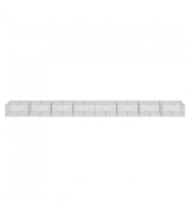 vidaXL Gabion Basket with Cover 800x100x50 cm Galvanised Iron — Size: 800 x 100 x 50 cm