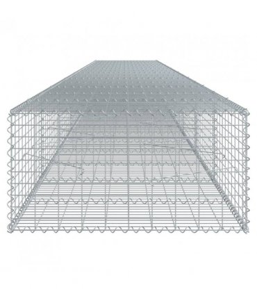 vidaXL Gabion Basket with Cover 800x100x50 cm Galvanised Iron — Size: 800 x 100 x 50 cm