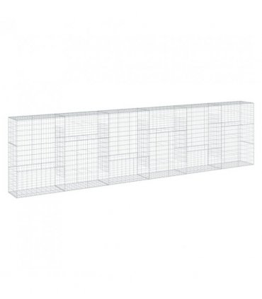 vidaXL Gabion Basket with Cover 600x50x150 cm Galvanised Iron — Size: 600 x 50 x 150 cm