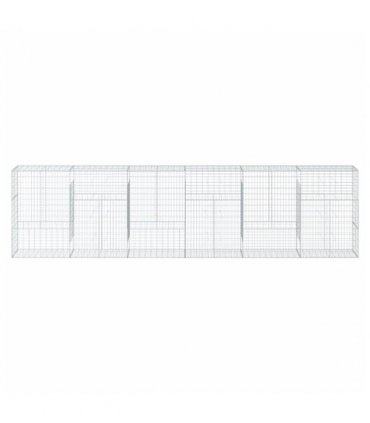 vidaXL Gabion Basket with Cover 600x50x150 cm Galvanised Iron — Size: 600 x 50 x 150 cm