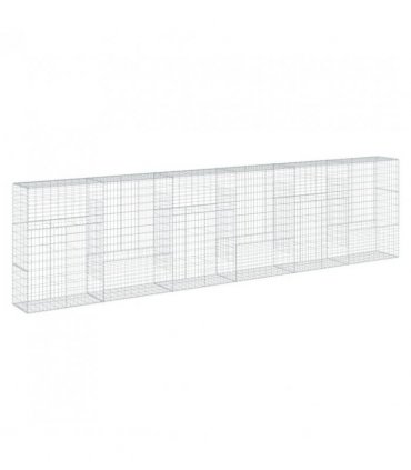 vidaXL Gabion Basket with Cover 600x50x150 cm Galvanised Iron — Size: 600 x 50 x 150 cm