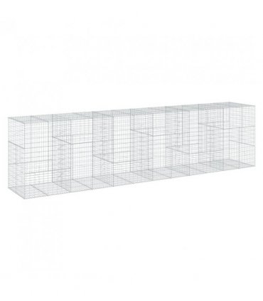 vidaXL Gabion Basket with Cover 600x100x150 cm Galvanised Iron — Size: 600 x 100 x 150 cm