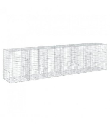 vidaXL Gabion Basket with Cover 600x100x150 cm Galvanised Iron — Size: 600 x 100 x 150 cm